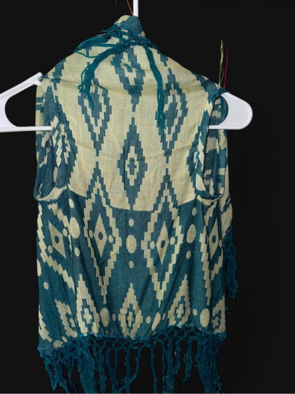 Raj NWT Teal and Cream Aztec Fringe Kids Vest